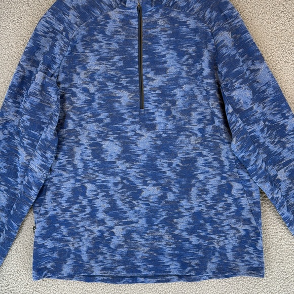 Lululemon Blue camouflage quarter zip mens XXL Pullover fleece shirt thumb holes - Picture 3 of 15